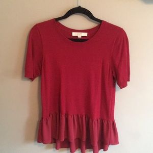 LOFT Red Peplum Top